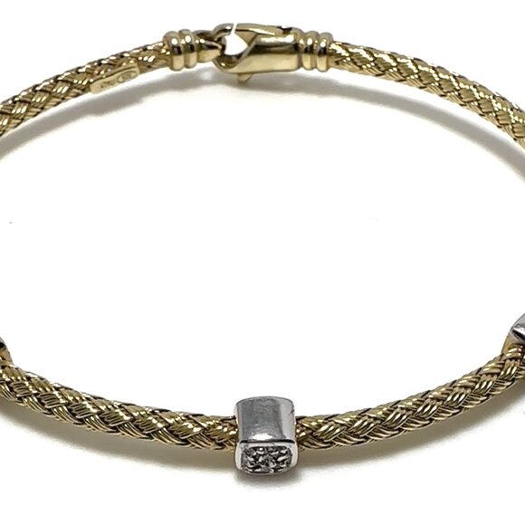 3 DIAMOND STATION BRAIDED BRACELET, ROSE GOLD, STERLING SILVER (.925) BASE - Picture 8 of 12